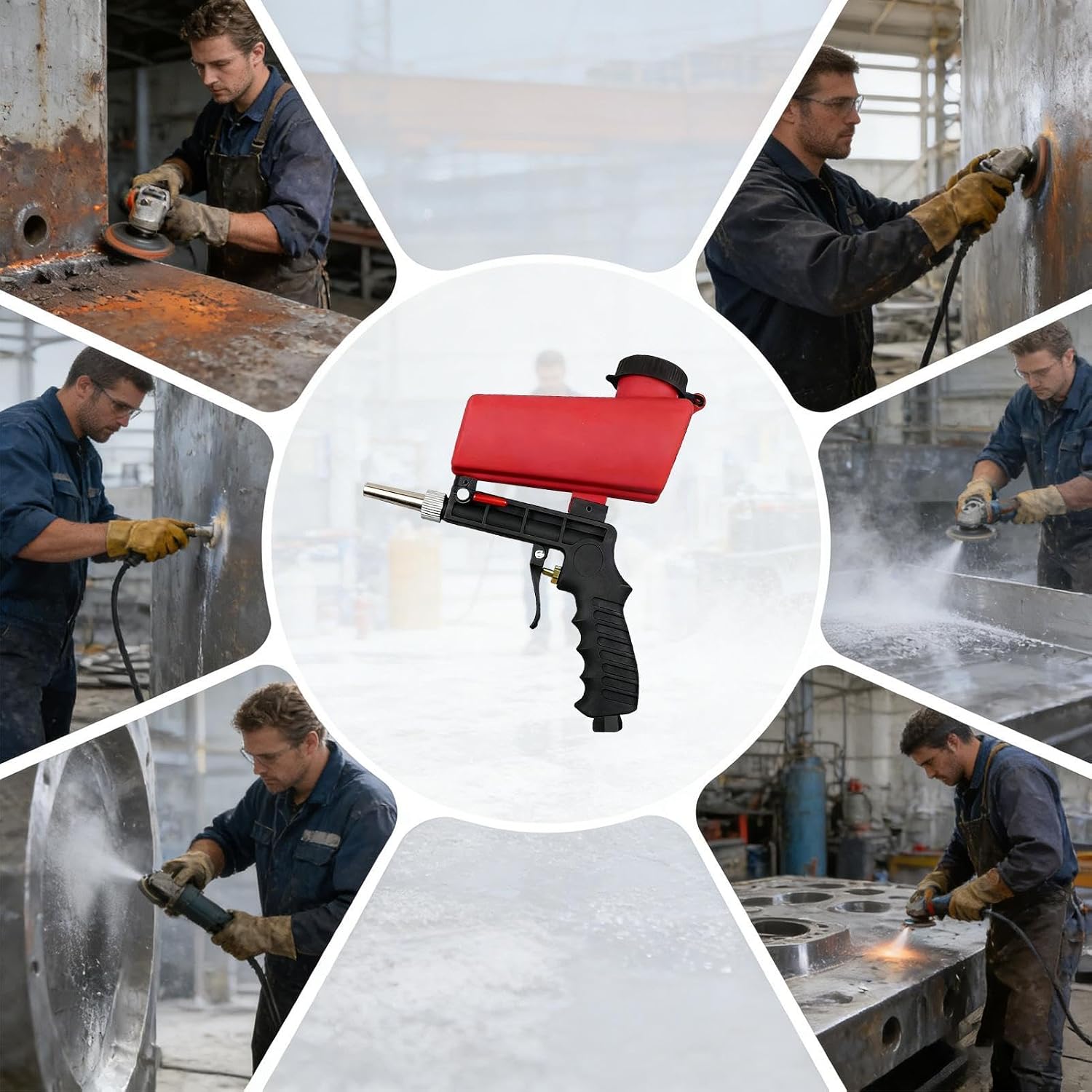 Sand Blasting Tool Small Portable Handheld Hand Tools | Sand Blasting for Rust Paint Removal for Walnut Shell Soda Stain Rust Powder Paint Wood Glass Concrete Tiles Cabinet