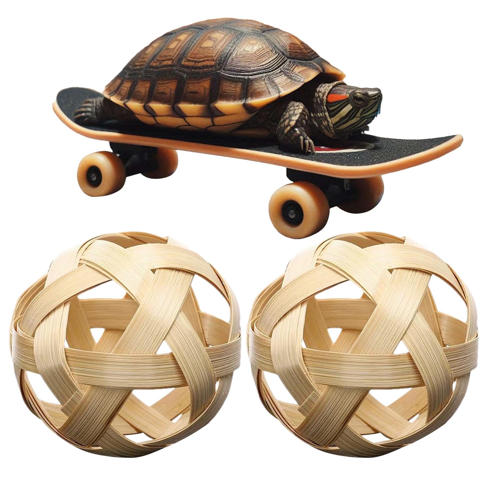Ruilonghai Tortoise Feeder Ball Set, Turtle Training Skateboard & Treat Balls, Turtle & Tortoise Toy Feeder, Enrichment & Exercise, Multicolor
