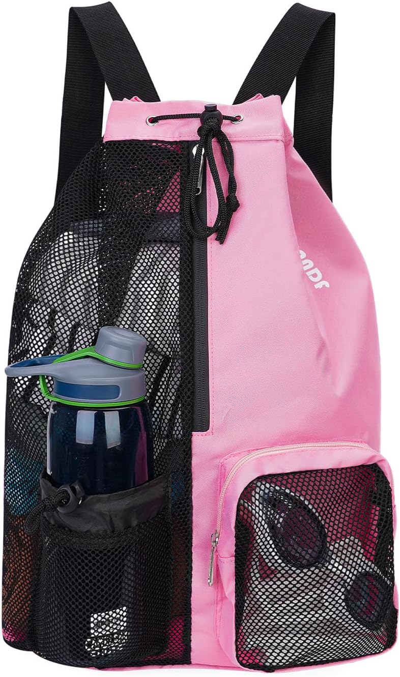 WANDF Swim Bag: Mesh Drawstring Backpack with Waterproof Wet Pocket for Pool, Gym & Beach Gear