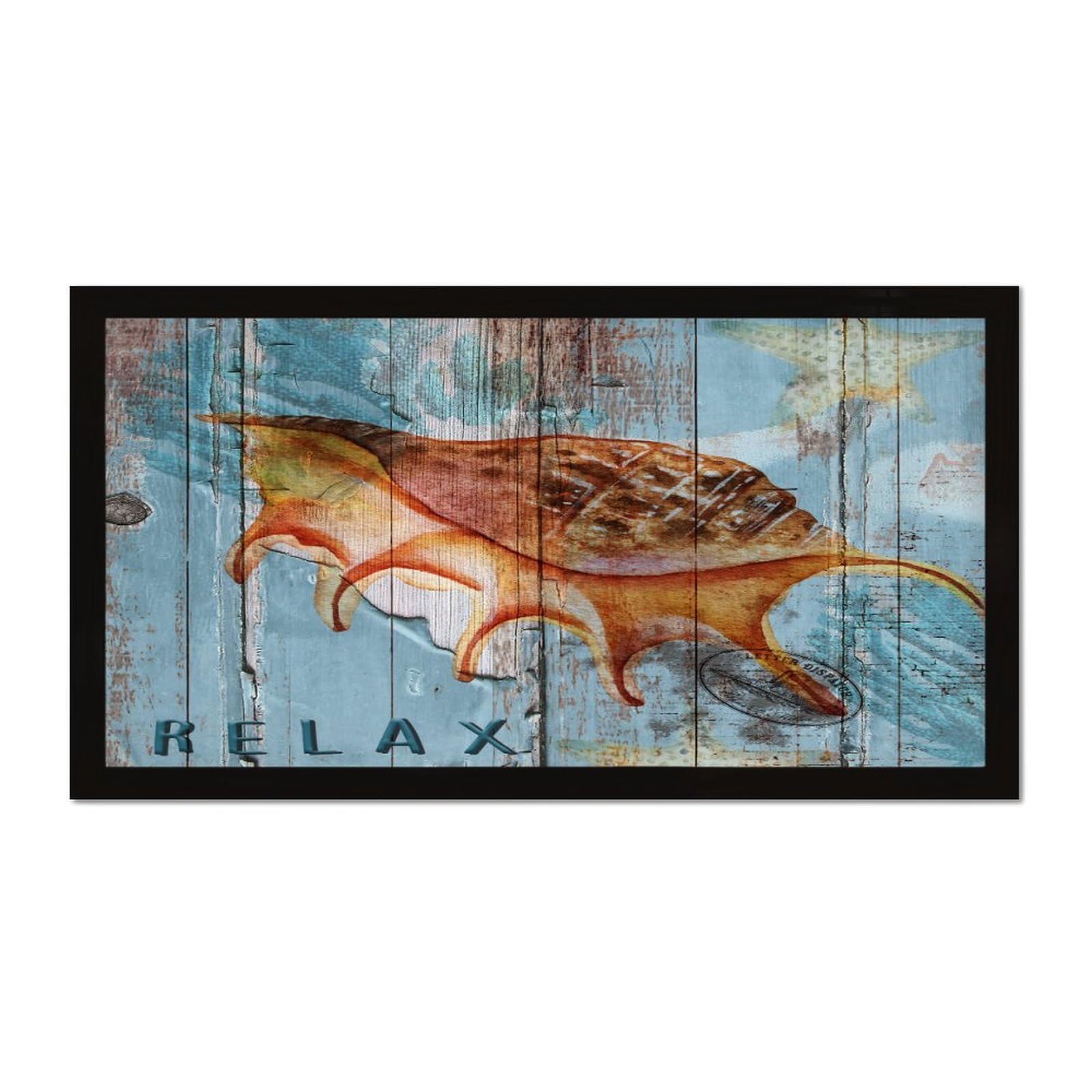 Panneau mural bois plage nautique et escargot de mer