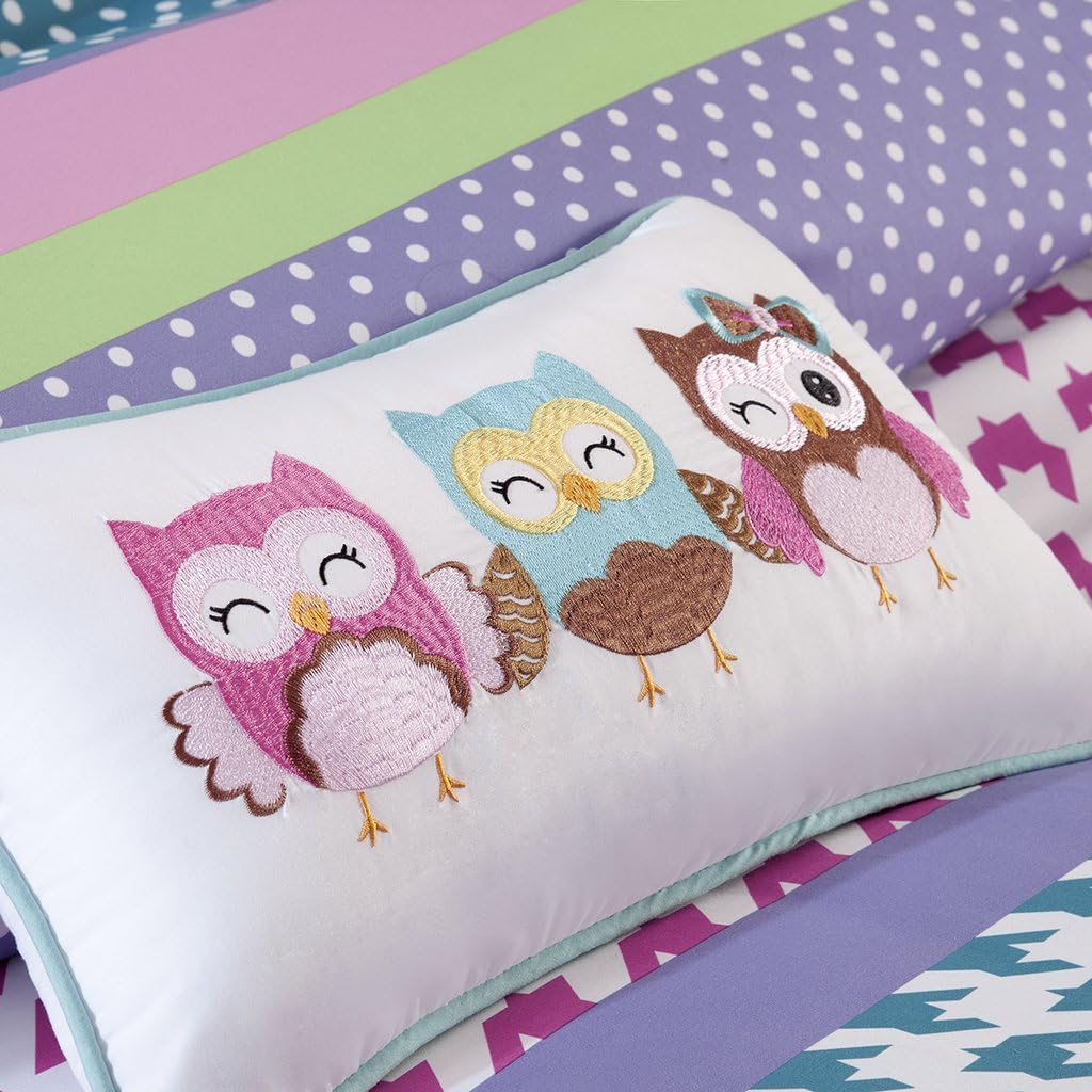 Mi Zone Comforter Set Fun Bedroom Décor - Modern All Season Polka Dot Print, Vibrant Color Cozy Bedding Layer, Matching Sham, Decorative Pillow, Full/Queen, Houndtooth Aqua 4 Piece