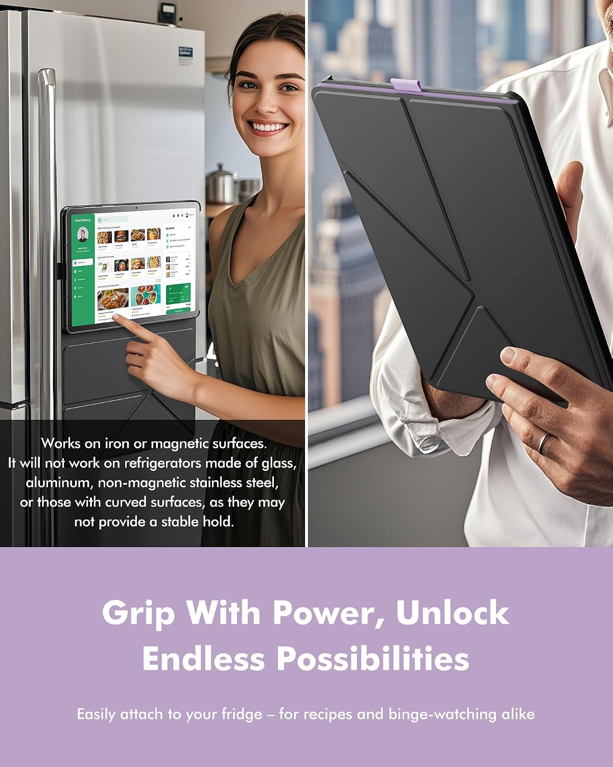 INFILAND Case for Samsung Galaxy Tab S9+ Plus/S9 FE+ Plus/S10 Plus 12.4 Inch, Slim Magnetic Stand Protective Cover, Multiple Angle Viewing, Auto Wake/Sleep (Lilac Purple) image 5