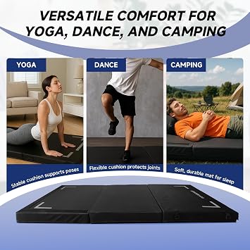 Tri-Fold Rock Climbing Crash Pad w/Adjustable Backpack Straps – Supplemental Bouldering Crash Pad – Durable Climbing Crash Pad, Lightweight & Portable – Folded Size 39x24x12
