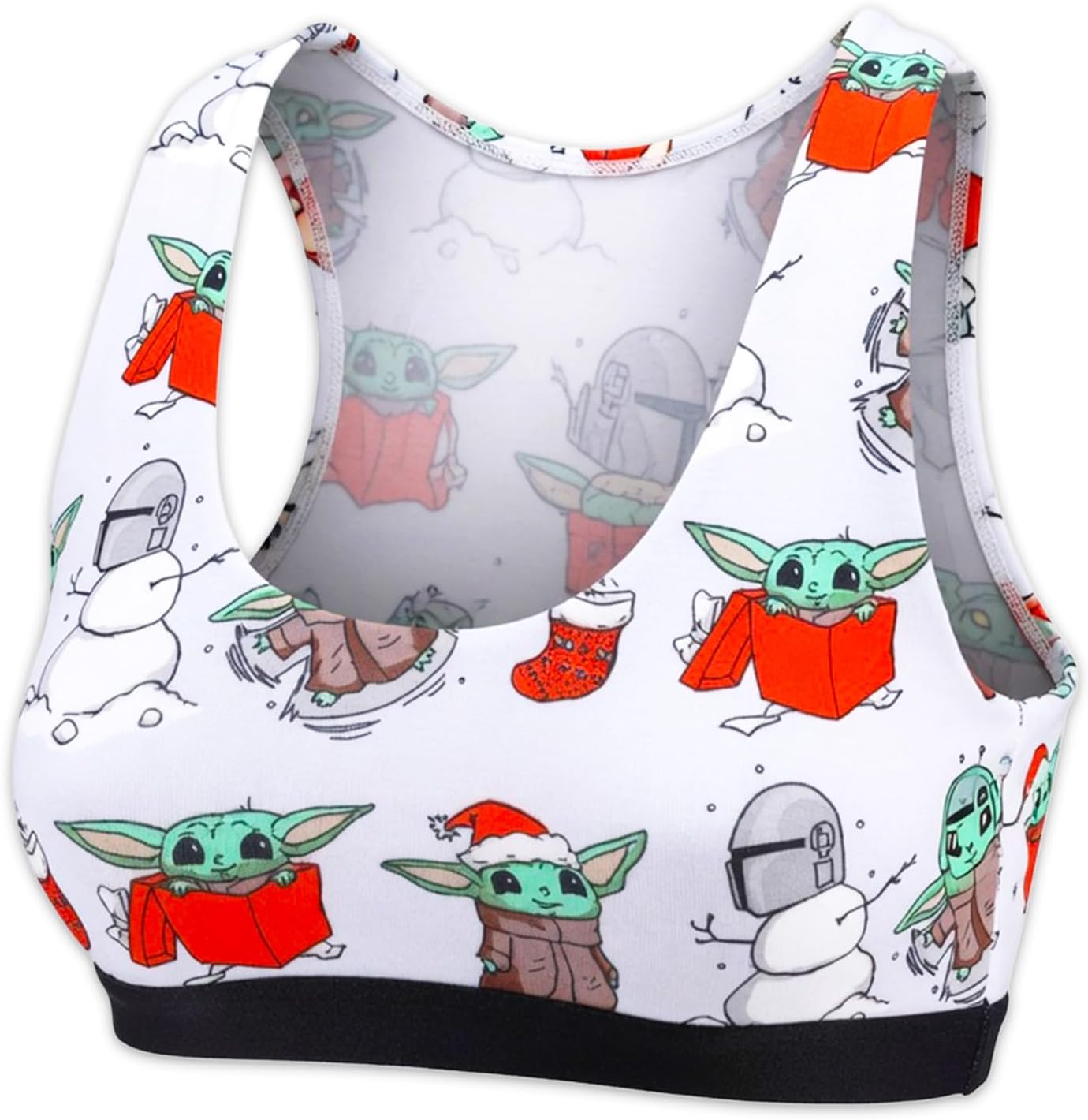 STAR WARS Baby Yoda Sports Bra Women Bundle Bra | U-Back Bralette Featuring Grogu for Teens, Women Plus Button | Star Wars Baby Yoda MeUndies Bra
