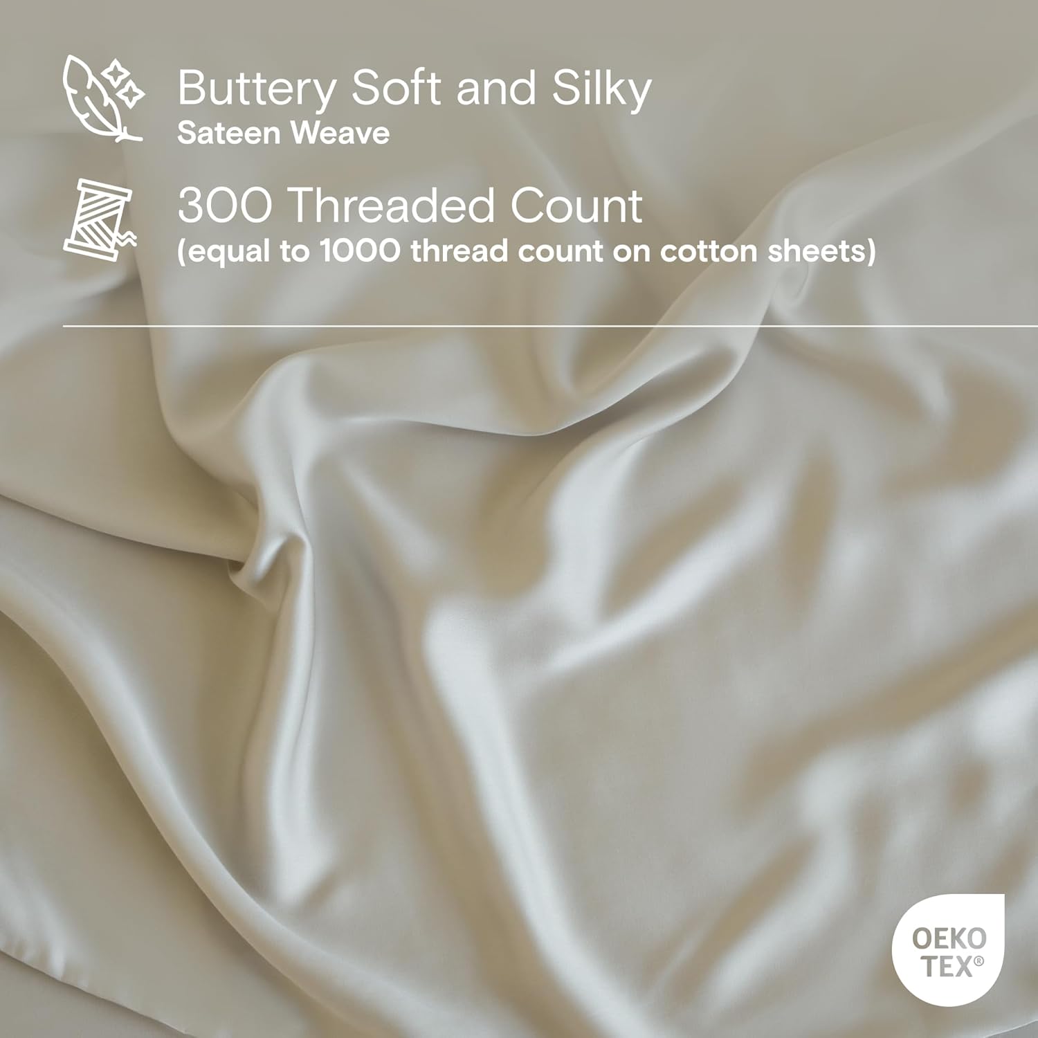 DOZ Duvet Cover Set, 100% Viscose derived from Bamboo, Organically Grown, Buttery Soft, Cooling Duvet Covers, High GSM, 1 Duvet Cover and 2 Pillowcases, 106"x90" (Sand, King/Cal King) - Image 3