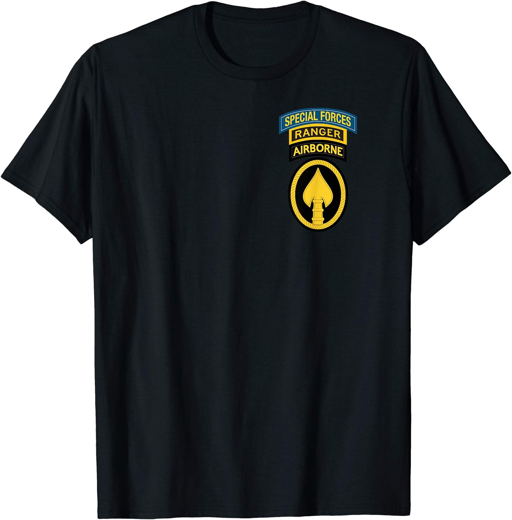 Custom Army DesignsUS Special Forces - SF Ranger Tab - SOCOM Patch T-ShirtOEKO-TEX STANDARD 100