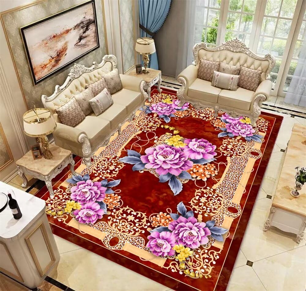 Tapis de salon rectangulaire rouge 80x150 cm antidérapant pour chambre et déco maison