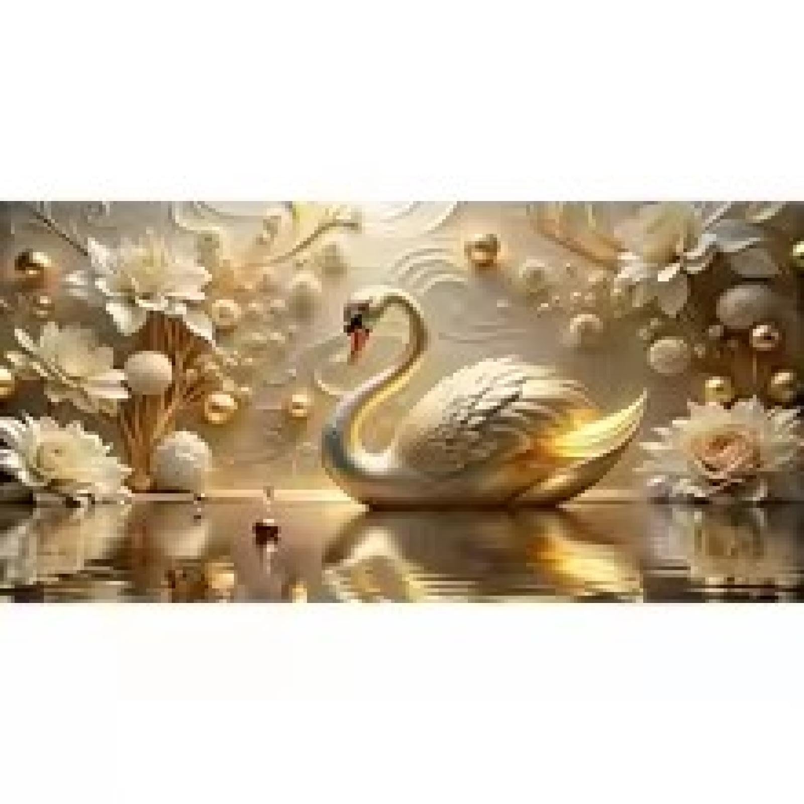 Impressions d'art dorees de luxe cygne sur toile decoration maison - 8