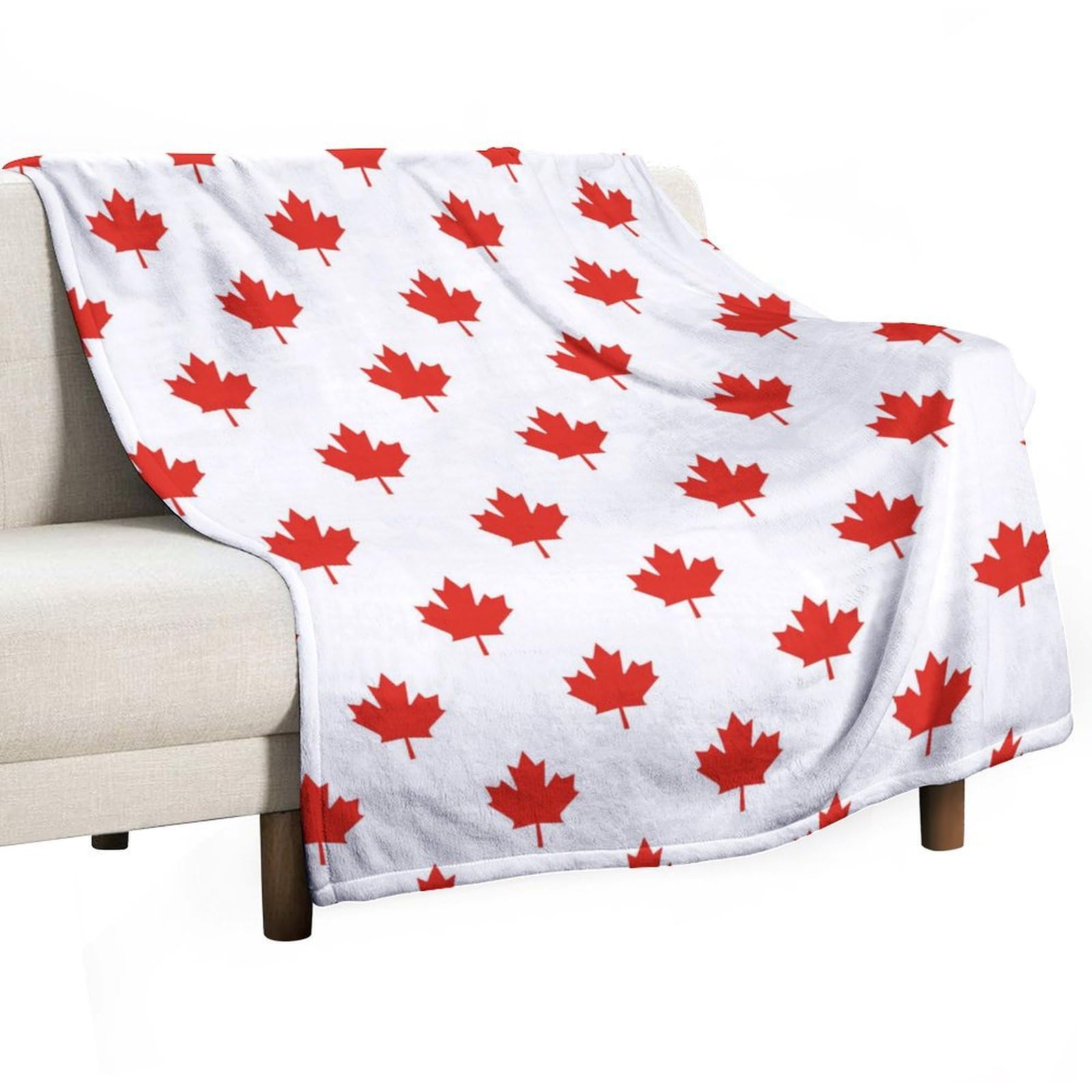 Qjjinxior Flannel Blanket, Canadian Maple Leaf Throw Blanket for Couch Sofa Bed Office, Soft And Comfortable Without Pilling
