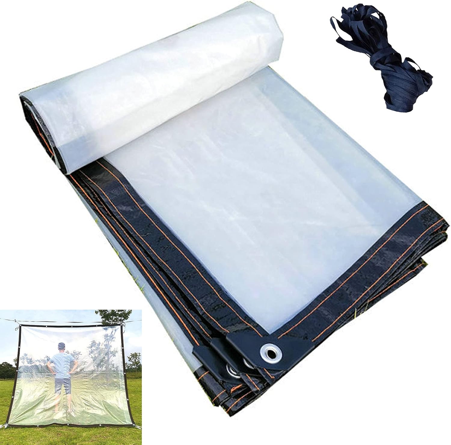 Plastic Waterproof Tarpaulin Rainproof Windproof Cover Outdoor Plant Rainproof Tarp Sheet 5X6m(Size:9.8X13.1ft/3X4m)