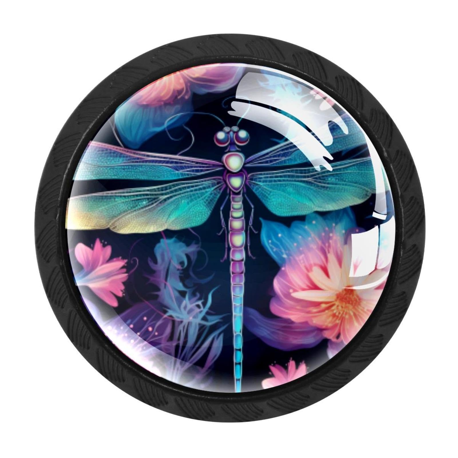CHENZZZZ 4 Pieces Black Cabinet Pull Handle with Screws,Dragonfly Kitchen Knobs, Hardware for Cupboard Drawer Dresser