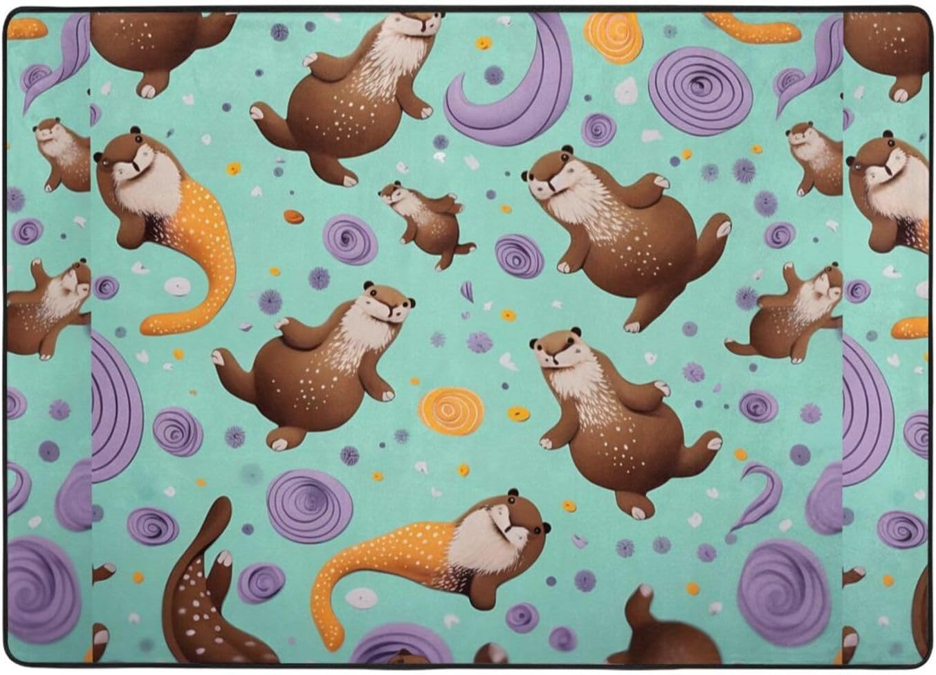Flannel Non-Slip (Otters) Rug Pad 80×50in Soft Washable Protective for Hardwood Floors Bedroom Bathroom Living Room