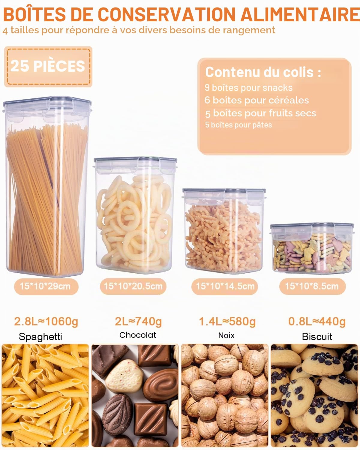 Lot de 25 Boite de Rangement Cuisine Alimentaire Hermétique