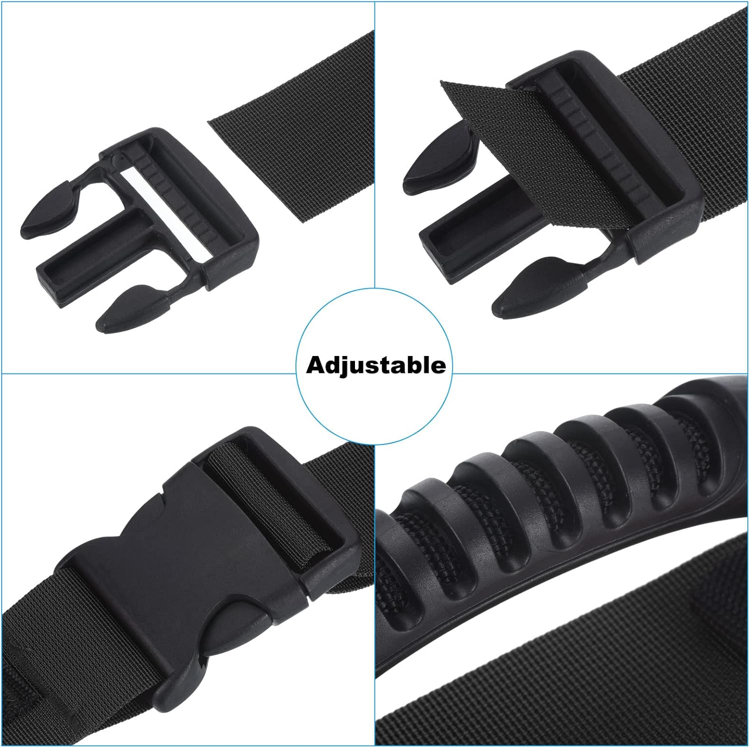 PATIKIL Carrying Strap with Handle, 2 Pack Adjustable Nylon Belt for Moving Lifting Boxes Grocery Luggage, Black