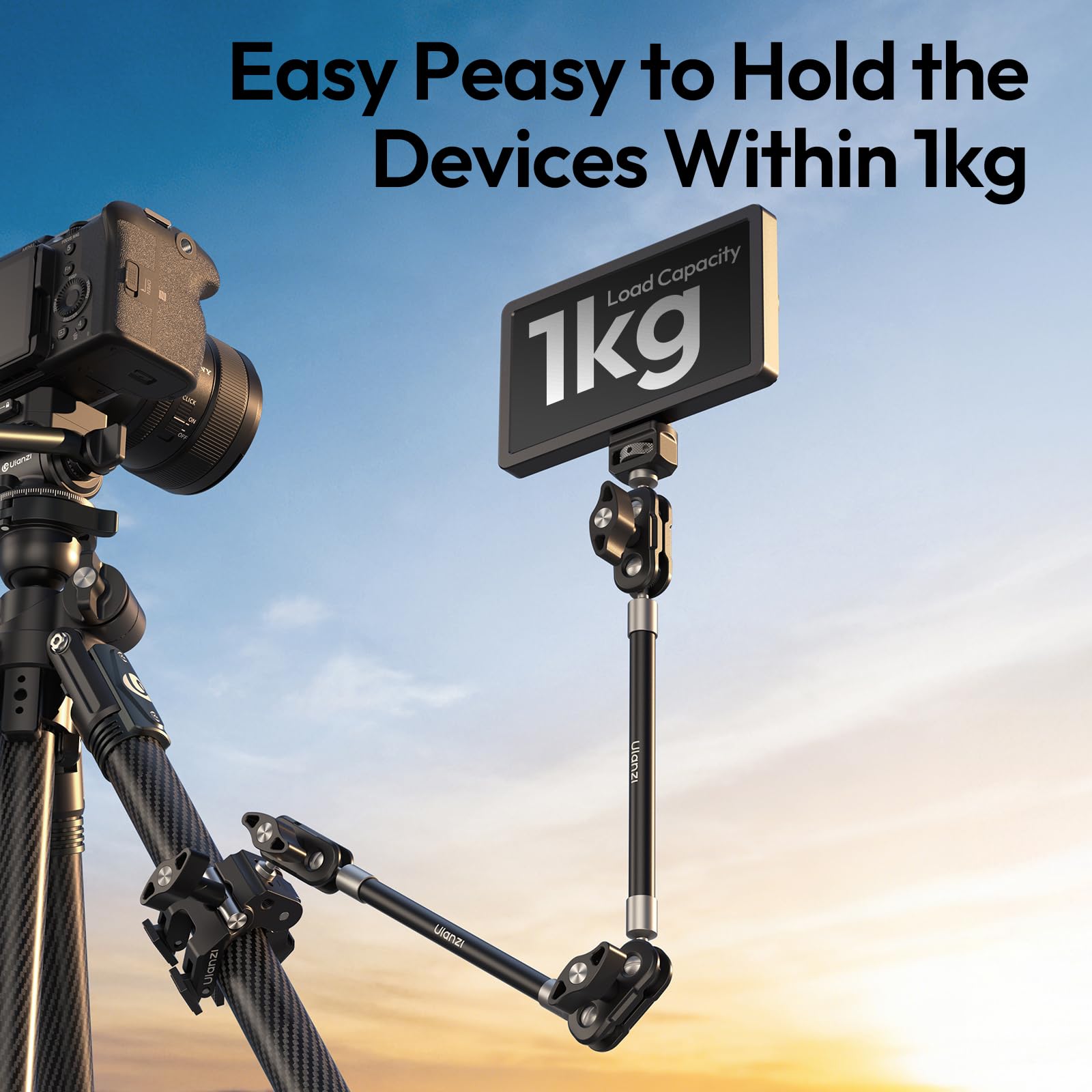 ULANZI CO78 Bras Magiques à Super Clamp avec Rotule 360°, Trépied à Pince avec Positionnement 1/4" & Arri, Support de Téléphone avec Sabot Froide & Filetage 1/4" pour iPhone/Lampe/Caméras d'action