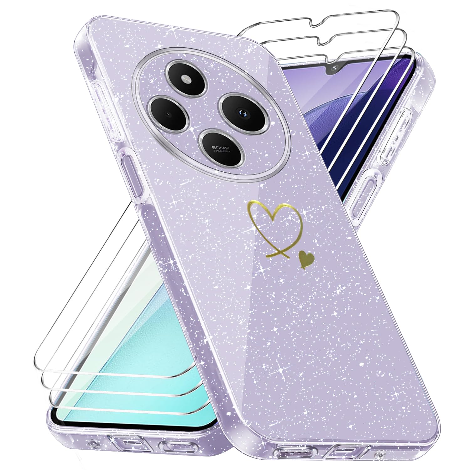 For Xiaoi Redi 14R 5G / Xiaoi Poco C75 4G / Xiaoi Redi 14C 4G TPU Case Gradient Quicksand Phone Back Cover - Purple Sky Blue - View #8