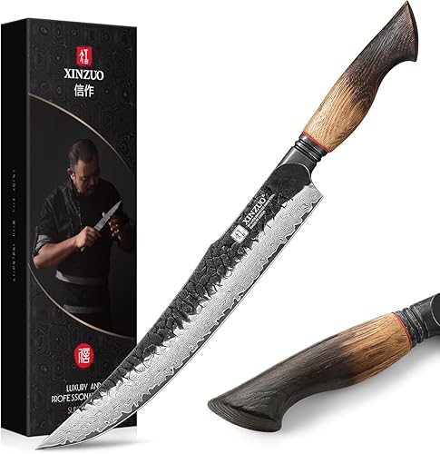 Miniatura 12 de XINZUO Cuchillo Santoku de Damasco Afilado de 7.6 Pulgadas, Cuchillo Profesional de Cocina para Carne de Acero Damasco de 67 Capas para Hogar y