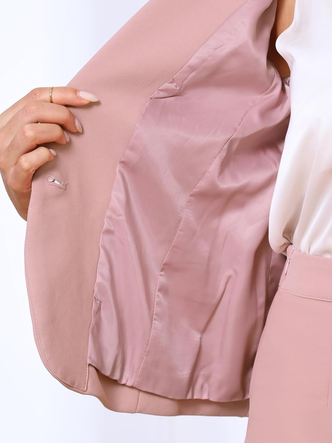 Allegra K 2 Piece Skirt Suit Set for Women's Business Casual Blazer Pockets Pencil Skirt Teacher Outfit - Image 5