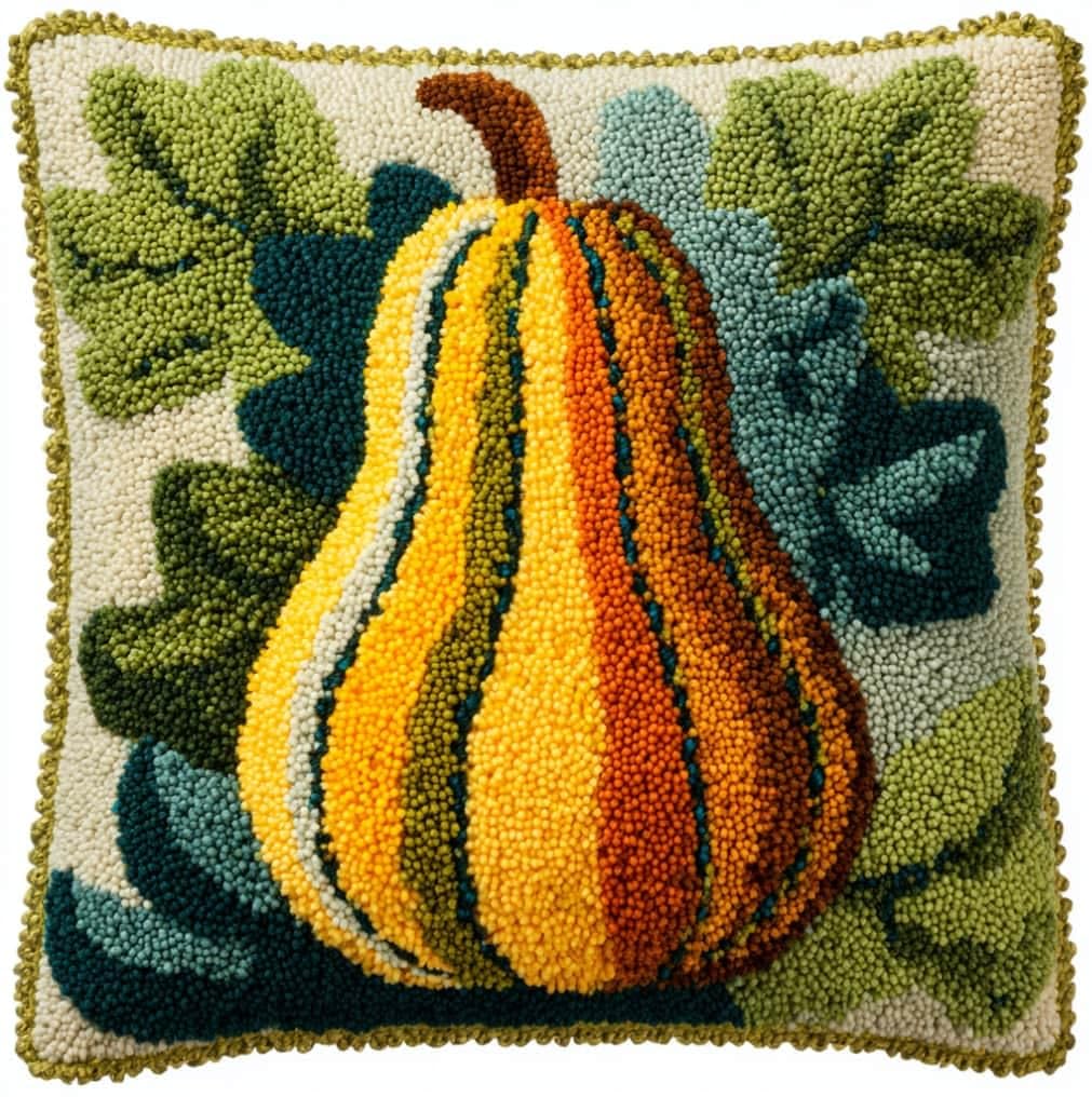 WallustrioaW Latch Hook Pillow Kit -Pumpkin Embroidery Art Craft Kit - All Ages - Unisex - 43X43Cm