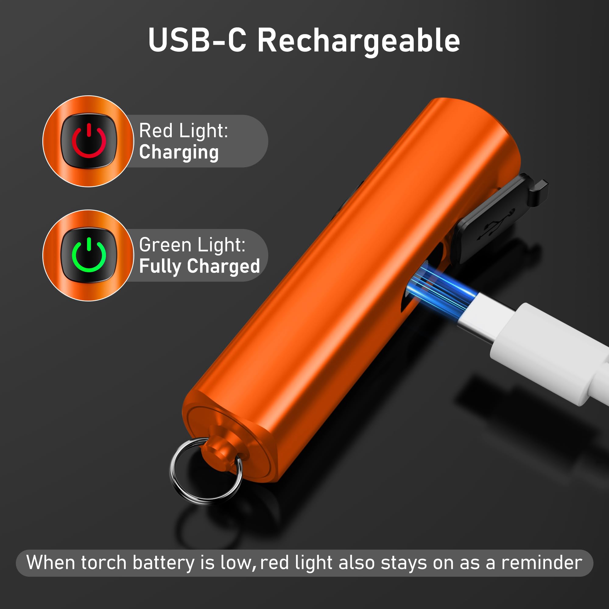 Mini Lampe Torche LED Rechargeable USB – Pour Porte-Clés – Étanche – NEUF