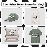 Vista 2 de HTVRONT Vinilo HTV con estampado de vaca, 12 pulgadas x 8 pies, vinilo de transferencia de calor impreso de vaca para camisas, fácil de cortar