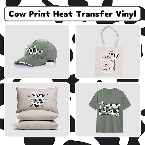 Miniatura 2 de HTVRONT Vinilo HTV con estampado de vaca, 12 pulgadas x 8 pies, vinilo de transferencia de calor impreso de vaca para camisas, fácil de cortar