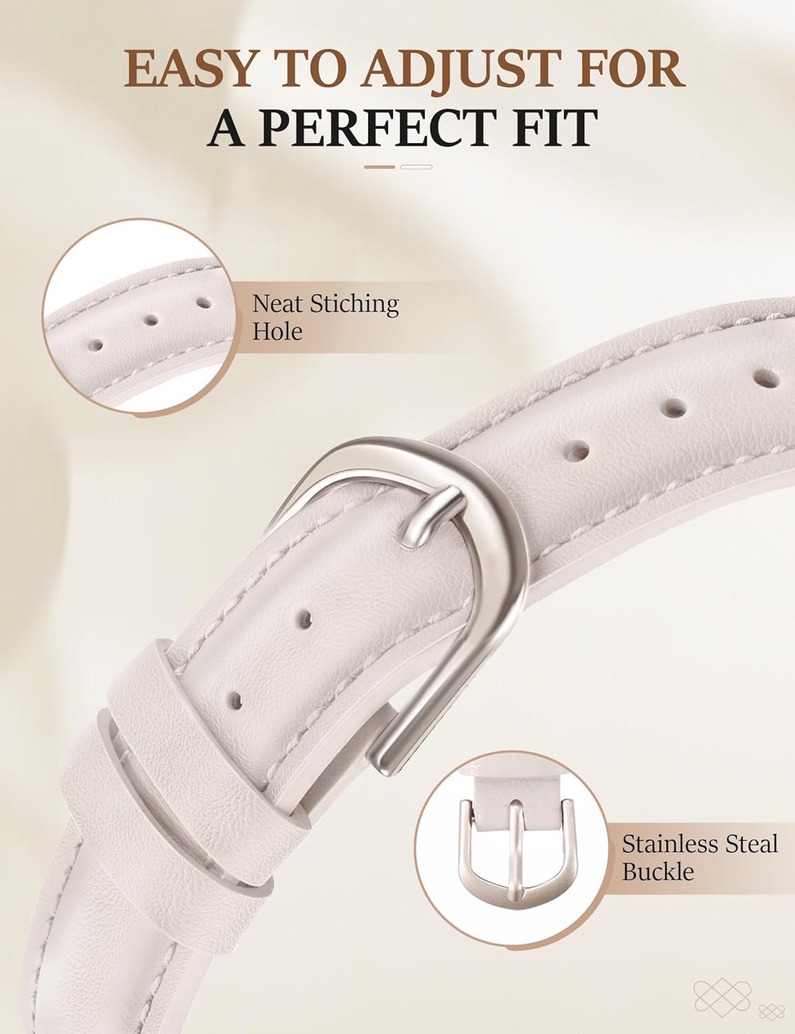 Leather Band for Women Slim Dressy Bands Compatible with Apple Watch 38mm 40mm 41mm 42mm 44mm 45mm 49mm, Designer Interlock Buckle Strap for iWatch Series 10/9/8/7/6/5/4/3/2/1/SE/Ultra - Image 6