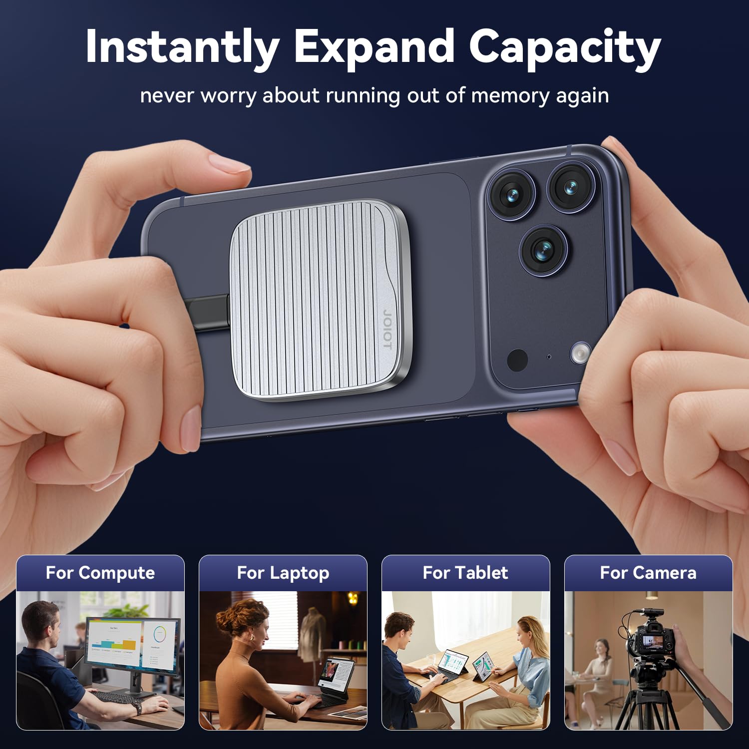 512G External SSD Magnetic Portable SSD USB 3.2 Gen 2x2 up to 2000MB/s 4K 120 fps ProRes HDR Video Record Metal USB-C External Solid State Drive for iPhone 16 Pro Max, Smartphone, Tablet, Laptop — view 4