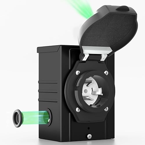 Caja de entrada de generador de 50 amperios con 4 agujeros de cableado grandes preperforados, caja de entrada de alimentación NEMA SS2-50P, 125250