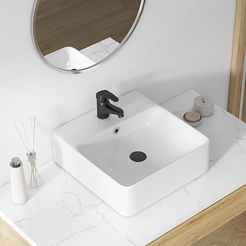 Vista 12 de Eridanus - Lavabo rectangular de 20 x 16 pulgadas, montado en la pared, sobre encimera, lavabo flotante moderno para baño, porcelana de vidrio