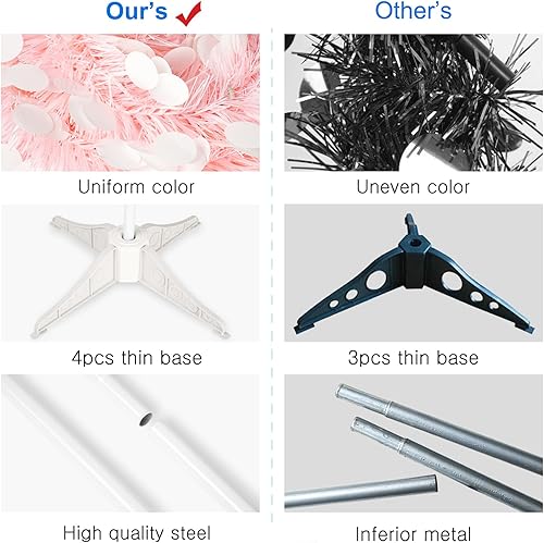 Miniatura 6 de MACTING Árbol de Navidad de oropel desplegable de 5 pies con luces, árbol de lápiz costero brillante de fácil montaje para el hogar, fiestas,