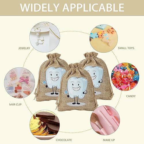 6 Pcs Tooth Bag Pouch, Tooth Holder to Place Under Pillow, Soft Fabric Keepsake Organizer for Small Jewelry Bracelet Beads Bags