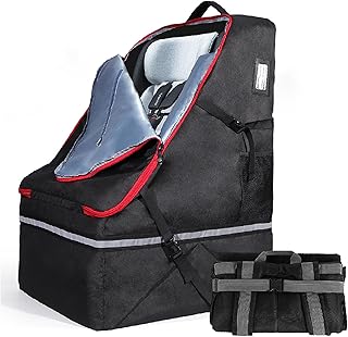 WEXIO Thick Padded Car Seat Travel Bag for Airplane, 1OO% Waterproof CarSeat Backpack, Heavy Duty Car Seat Carrier Suitable for Evenflo Maxi Cosi Britax Graco Chicco Cybex Diono Nuna Peg Doona & Base