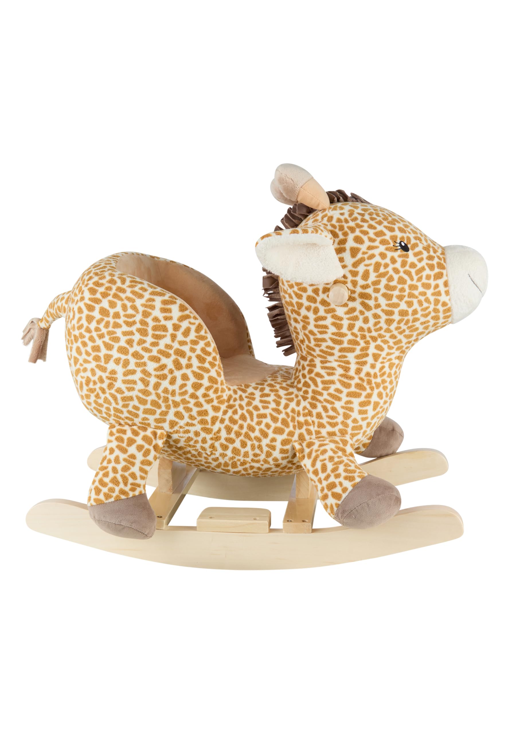 Sterntaler Schaukeltier Giraffe Kaya - Schaukelpferd aus Flausch & Holz - mit weicher Sitzfläche - Spielzeug Wippe für Kleinkind - Indoor - Geschenk Idee - Unisex, Goldbraun