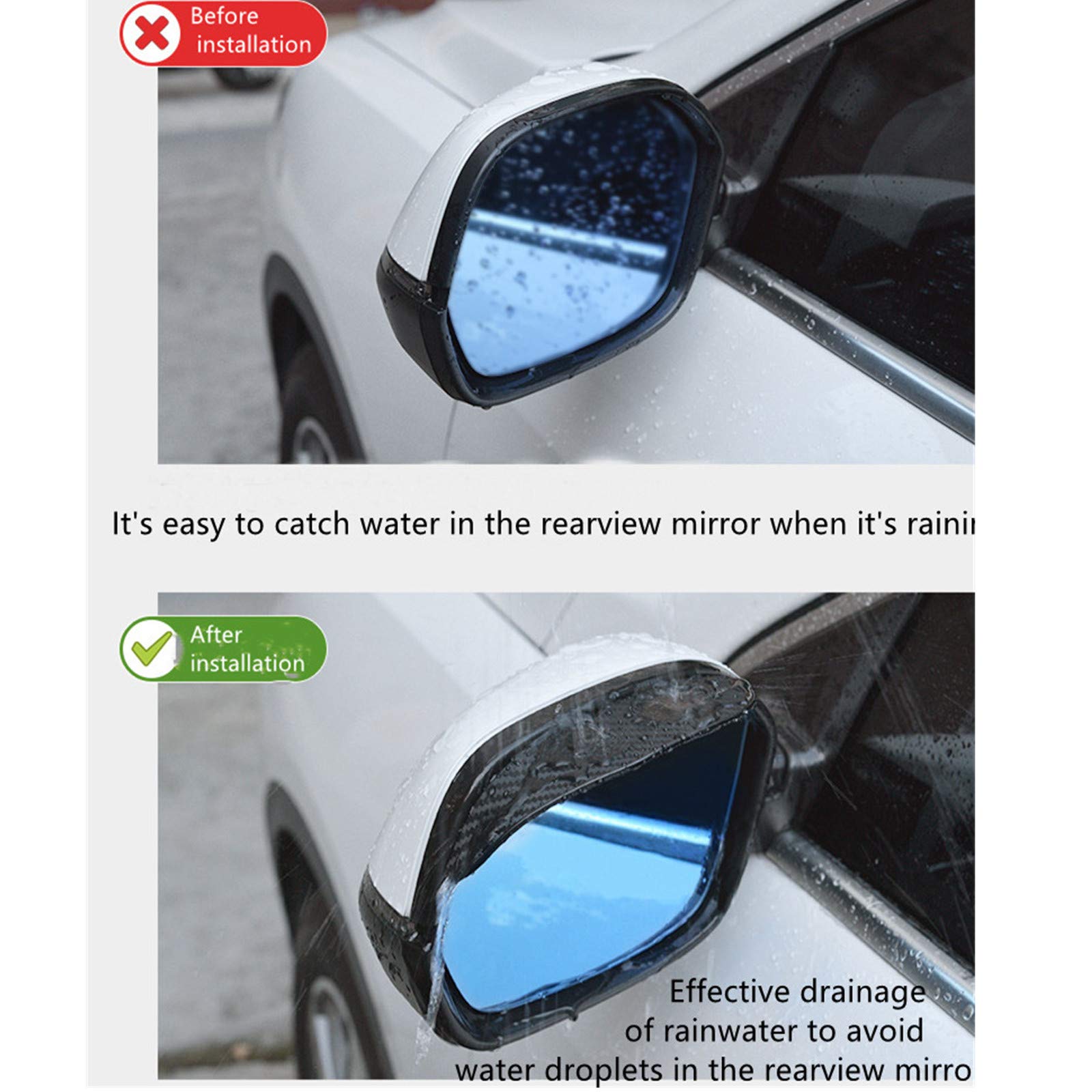 Pare-soleil Pare-pluie Pour Rétroviseur – Lot De 2 – ABS Noir – Protection Contre Soleil, Pluie, Poussière – Facile à Coller – Pour Voiture, Camion, SUV - 6