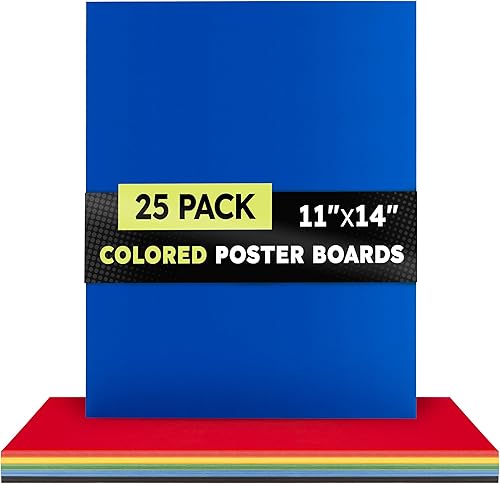 Miniatura 24 de Hygloss Tablero grande de póster de 22 x 28 pulgadas, 100 tableros de póster de colores neón surtidos a granel, 10 puntos de grosor, papel de póster