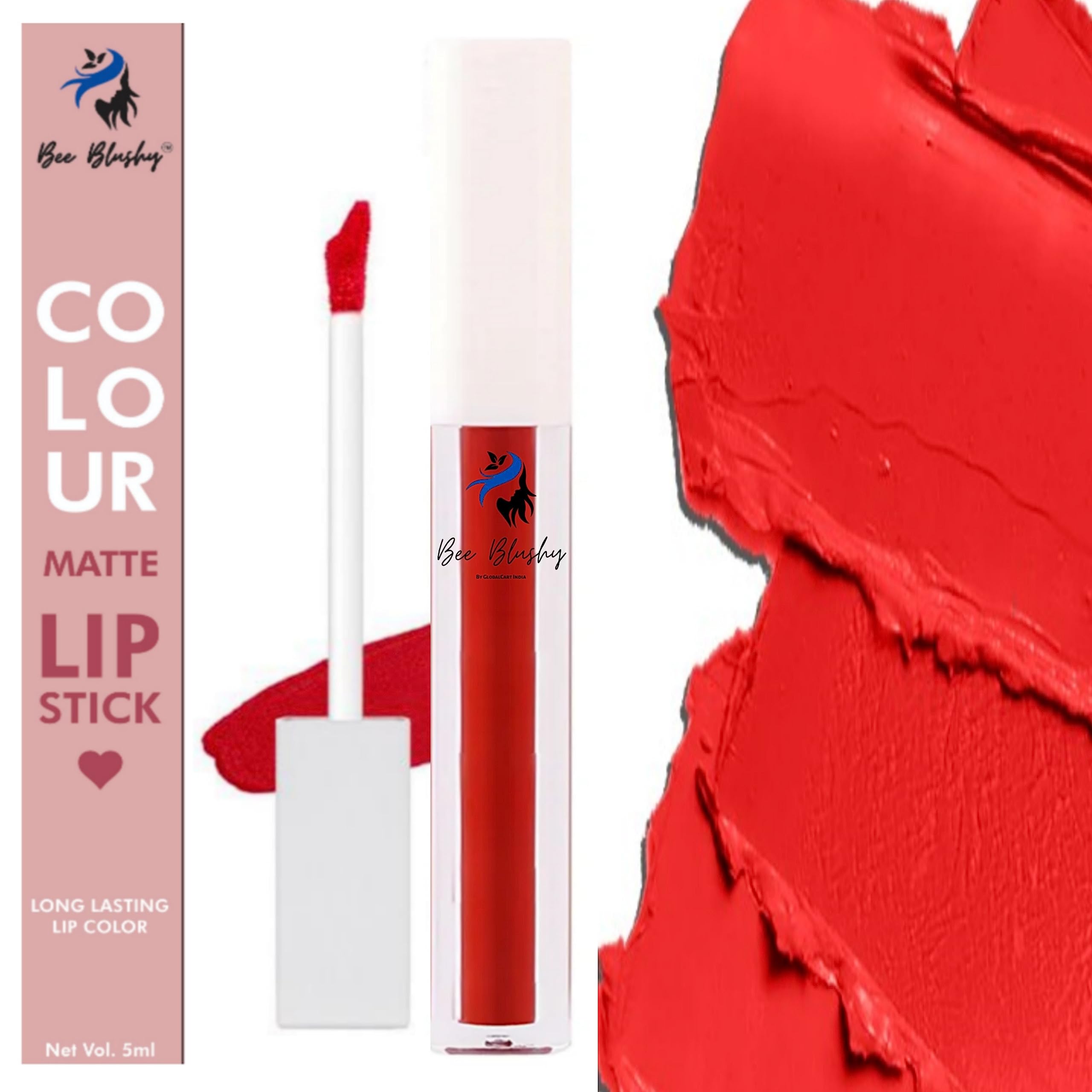 Bee BlushyMatte Liquid Lipstick Water Proof Long Last Enriched With Vitamine-E Charming Red Lipstick 5ml