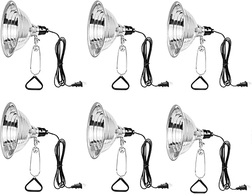 Simple Deluxe Lámpara de abrazadera con reflector de aluminio ajustable de 8.5 pulgadas y cable de 6 pies, enchufe E26 de hasta 150 W (no incluye