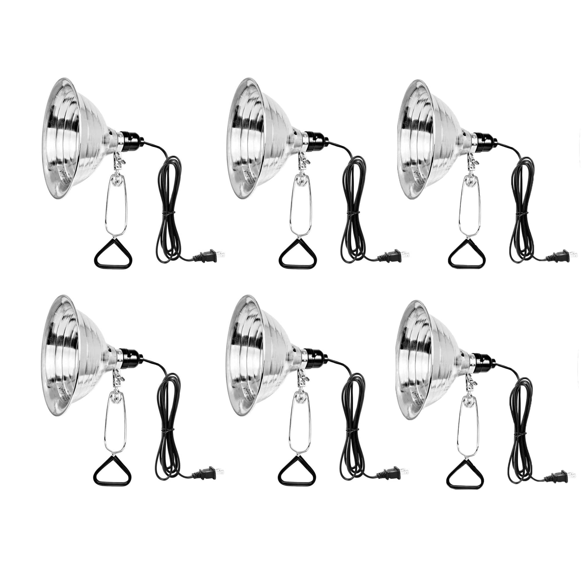 Simple Deluxe Clamp Lamp Light 150 Watt with 8.5 Inch Aluminum Reflector (no Bulb Included), 6 Feet Cord, 6 Pack, Black