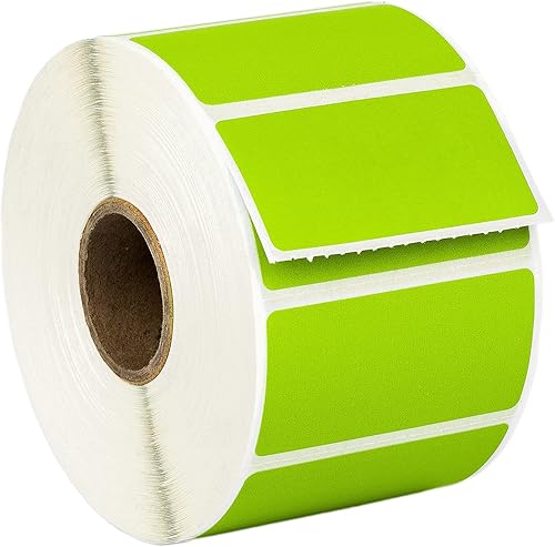 HOUSELABELS Etiquetas de código de barras verdes de 2 x 1 pulgada en núcleo de 1 pulgada compatibles con impresoras Zebra y Roll, 12 rollos1,300