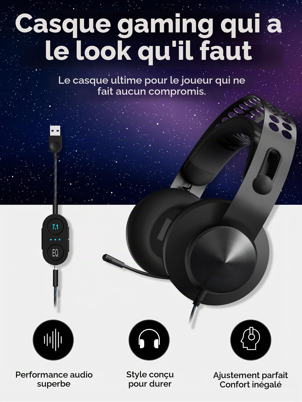 Lenovo Legion H500 Pro Casque Arceau Connecteur de 3,5 mm Gris