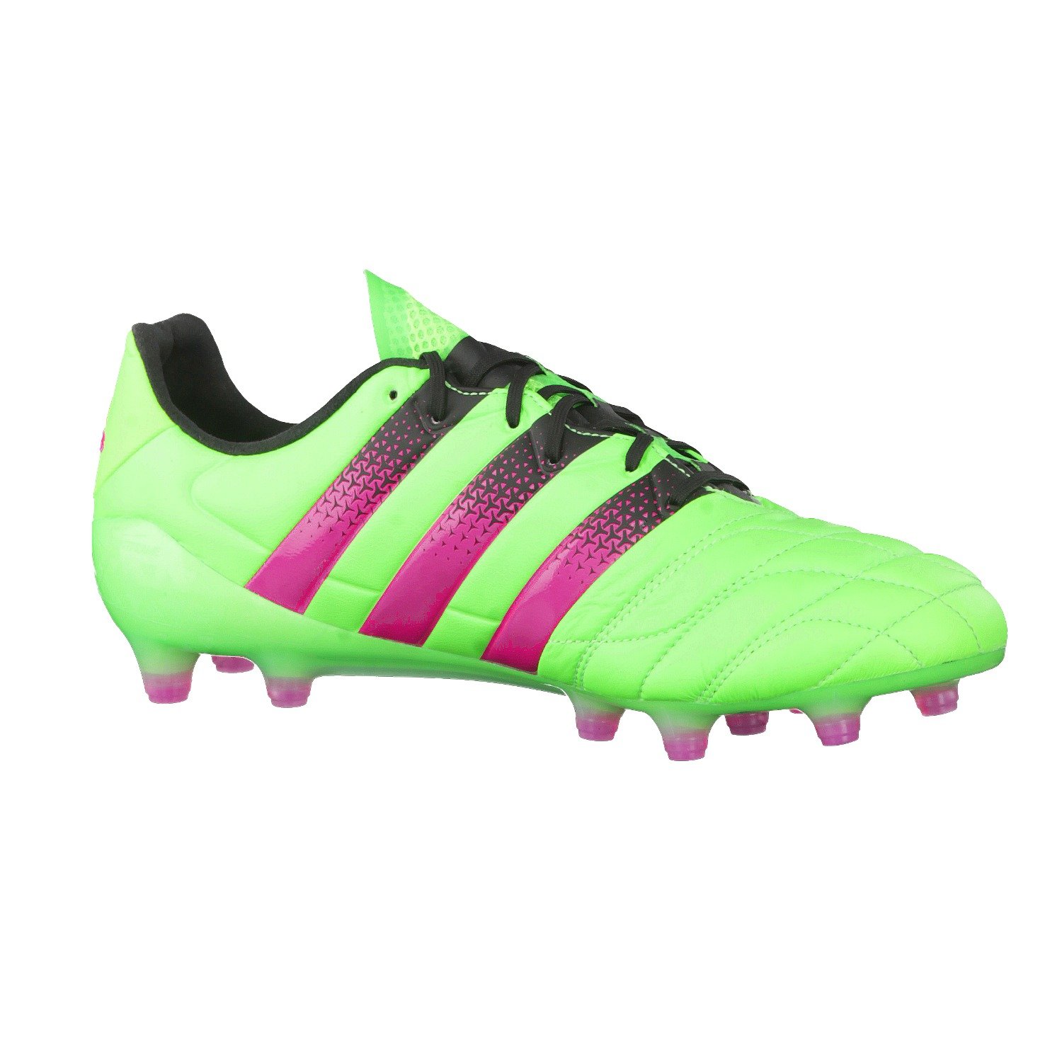 adidas Męskie buty do piłki nożnej Ace 16.1 Fg/Ag Leather, zielony - Zielony Solar Green Shock Pink Core Black - 45 1/3 EU