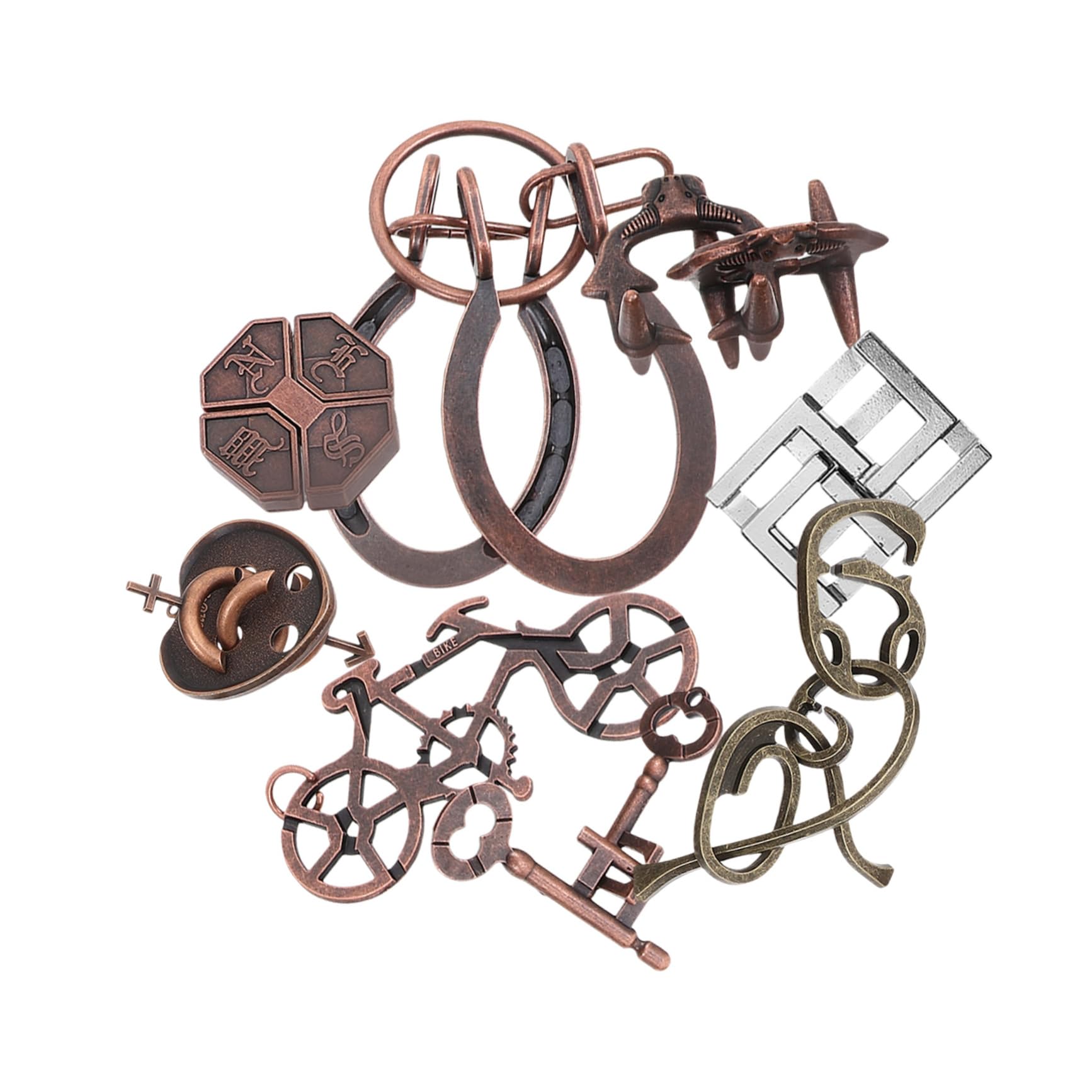 SUPVOX Rompicapo Metallico 9 Elementi per Allenamento Cerebrale Puzzle Logici in Lega di Zinco per Adulti, per Feste e Regali Creativi