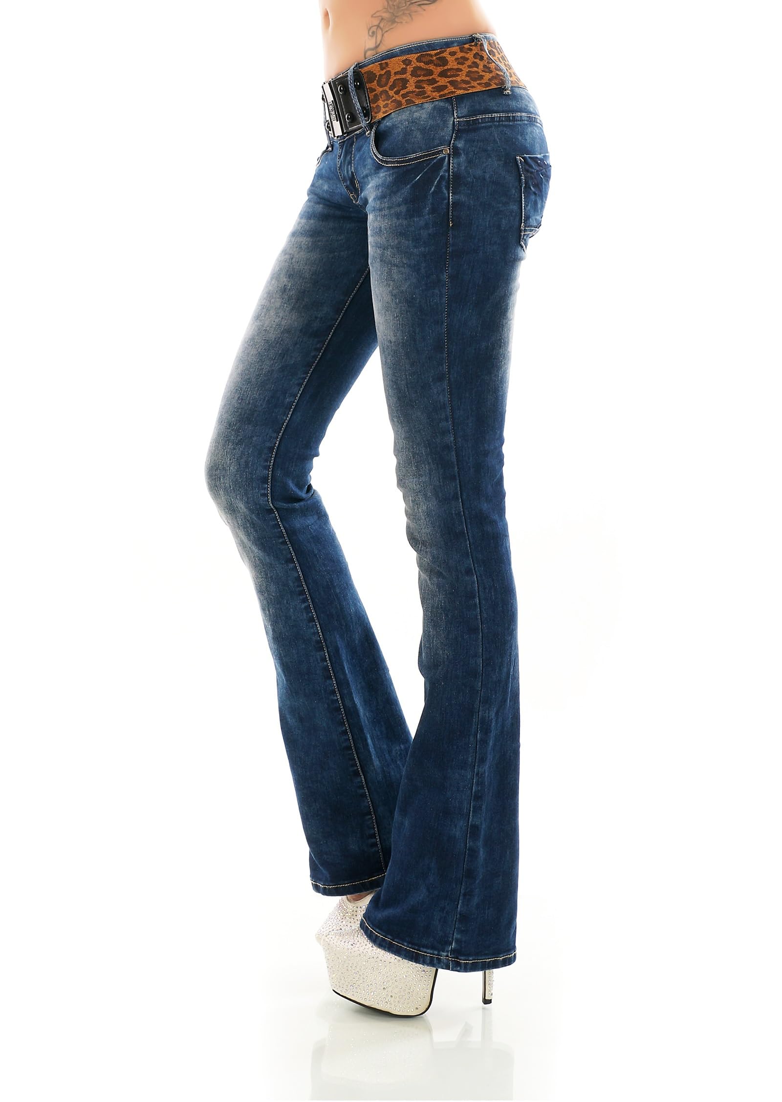 Miss RJ Jeans Hüft Bootcut Jeans Damen Jeans Schlag Jeanshos