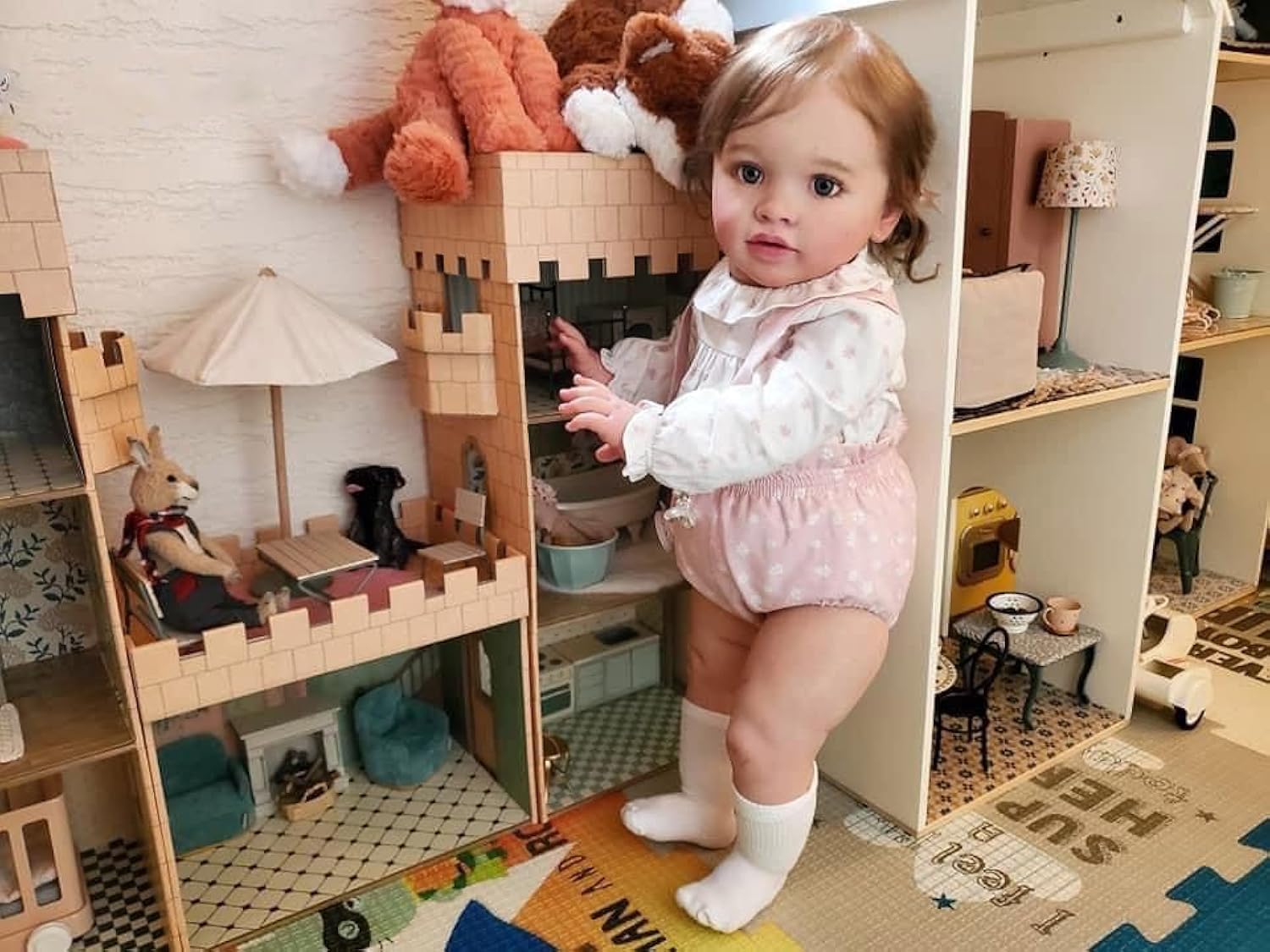 Angelbaby Life Like Reborn Baby Dolls Realistic Big Silicone Reborn Toddler Girls 26inch Weighted Doll with Straight Legs Sweet Handmade Newborn Real