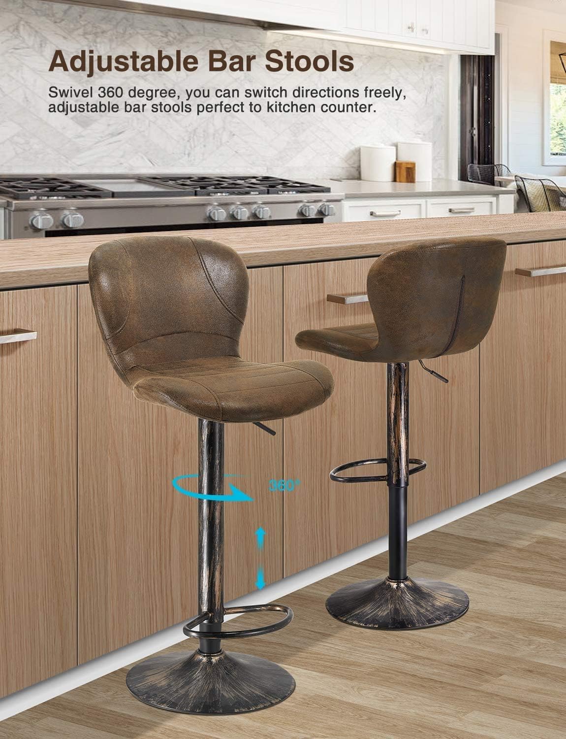 Buy Kealive Bar Stools Set Of 2 Height Adjustable Barstools Swivel Counter Chairs With Backrest Pu Leather And Unique Metal Frame Barstool Chairs For Kitchen Bistro Pub Buy Kealive Bar Stools Set Of 2 Height Adjustable Barstools Swivel Counter Chairs With Backrest Pu Leather And Unique Metal Frame Barstool Chairs For Kitchen Bistro Pub