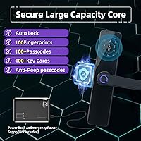 Vista 6 de Cerradura de puerta de entrada sin llave inteligente con manija, cerrojo de bloqueo de huellas dactilares, cerrojo de bloqueo automático