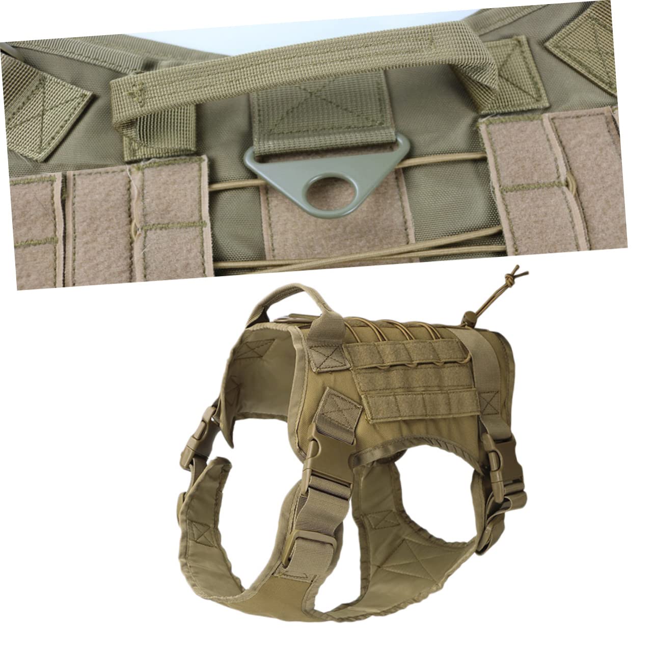 Pettorina Militare per Cani Marrone in Nylon con Moschettone per Guinzaglio