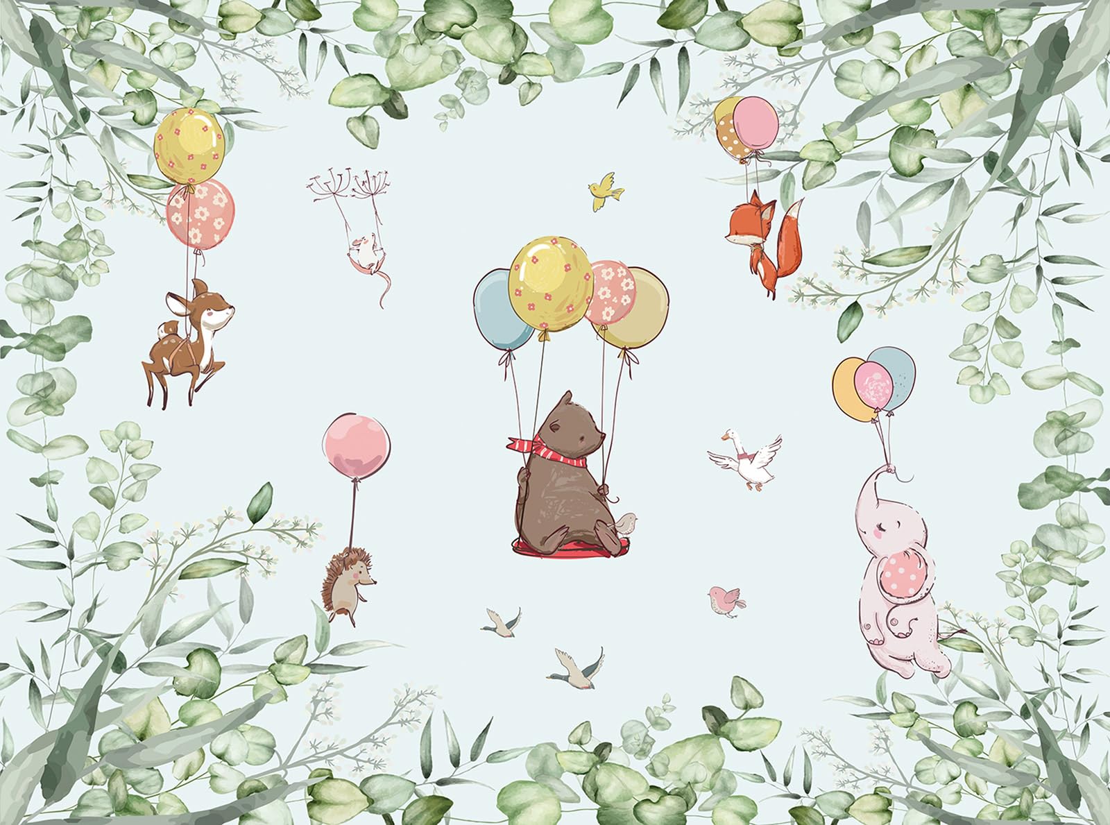 Panorama Tapete Kinder – Tiere Luftballons 3617680889503 – Breite 195 cm x Höhe 145 cm