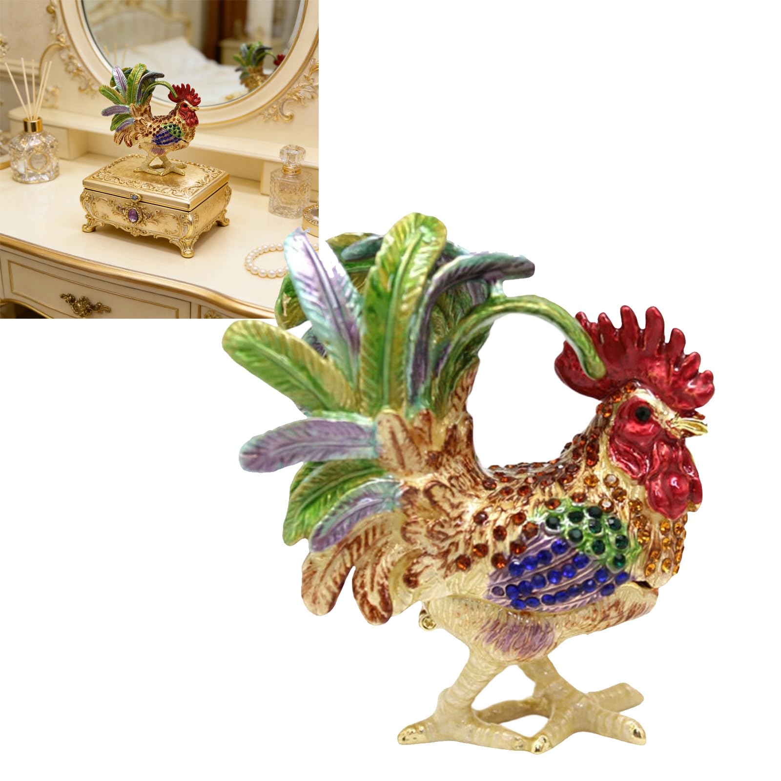 Portagioielli dal design unico con gallo per piccoli, Blue